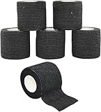 Selbstklebender Verband 5cmx4.5m Haftbandage Selbstklebend für Mensch und Tier, Elastische Fixierbinde Cohesive Bandage Haftbandage für Stretch Sportler, Handgelenk, Knöchel, Pet (6 Rollen/Schwarz)