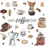 HPNIUB Kaffee Holzschild mit Spruch,Kaffee Wandschild,Wanddeko für Küche,Küche Coffee Deko,Retro Kaffee Wandbild für Café Bar Esszimmer Wohnzimmer Restaurant Tür Kaffeebar Deko (Kaffee Wandaufkleber)