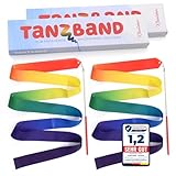 Kleintober Multi-Pack 2er Set Premium Gymnastikband mit Stab I Kinder Regenbogen Band I Tanzband mit Bilderanleitung für Übungen I optimales Geschenk für Mädchen I Mitgebsel