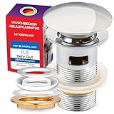M. ROSENFELD HOME Ablaufgarnitur Waschbecken mit Überlauf Chrom - Ablaufventil Pop Up 1 1/4 zoll aus Edelstahl & Messing für Waschtisch - PopUp Ventile, Abflussgarnitur Waschbecken, Einfacher Einbau