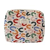 Karierter Kulturkoffer, groß, Baumwolle, Reise-Organizer, Reißverschluss, Clutch, Handtaschen, tragbarer Druck, multifunktional für Frauen und Mädchen, Farbe Uu, Kosmetikkoffer
