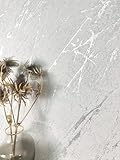Newroom Tapete Grau Vlies Marmoroptik - Modern 3D Optik Glamour Metallic für Wohnzimmer Schlafzimmer