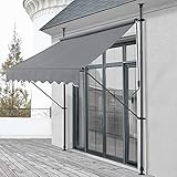 pro.tec Klemmmarkise Stem Markise ohne Bohren 250 x 120 x 220-309 cm Balkonmarkise mit Handkurbel Sonnenschutz Stahlgestell Mittelgrau