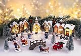 infactory Weihnachtsdeko: 25-teiliges Deko-Weihnachtsdorf mit 6 LEDs, Batteriebetrieb (komplettes Weihnachtsdorf, Winterdorf, Weihnachtsbaumbeleuchtung)