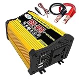 4000W Auto-Wechselrichter DC12V zu AC110/220V Transformator Konverter Steckdosenadapter mit USB-Ladegerät Schnellladestation (Color : Yellow 12V to 220V)