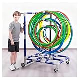 Hula Hoop Halterung Hula-Hoop-Aufbewahrungswagen für Schieben, mobiles Geräte-Organizer-Rack mit Rollen, Präsentationsständer für Springseile mit hoher Kapazität