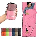 JAICOM Hüttenschlafsack, Ultraleichter Seideschlafsack für Reise, 2in1 Hüttenschlafsack, Bequemer und Weicher Schlafsack kleines Packmaß aus Mikrofaser, Ideal für Rucksackreise, Hotels