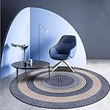 SJHDHDA Runder, maschinenwaschbarer Kurzflorteppich für Küche, Esszimmer, Schlafzimmer und Wohnzimmer, ø 50 cm, Vintage-Teppich, Dunkelblau Learned extensively