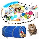 Faankiton 31 Stück Katzen Spielzeug Katzenspielzeug Set mit Spielzeugmäuse, Katzentunnel, Bälle, Katzenminze Fisch, Katze Maus Spielzeug, Spalte Glocke Spielzeug für Kitty