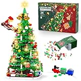 Adventskalender 2024, Weihnachtsbaum Bausteine mit LED-Lichtern, 24 Tage Weihnachten Bricks Countdown Kalender, Xmas Kreative Spielzeug Geschenke für Alter 6+ Jungen Mädchen Kinder Erwachsene