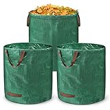 NAIZY Gartensack 3X 272L Gartenabfallsack Stabil PP 150g/m² Gartensäcke Grünabfall mit Griffen Laubsack Reißfest Wiederverwendbar Gartensäck Multifunktionale Laubsäcke, 3 Stück