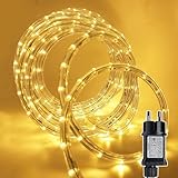 Gresonic 200LED 10M Lichterschlauch Aussen, Lichterkette mit Strom, Led Schlauch 8 Modi, IP44 Wasserfest Lichtschläuche für Außen und Innen, Garten Fest Party Hochzeit Balkon Deko (Warmweiß)