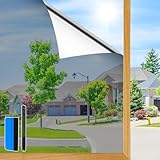 Zindoo Fensterfolie von Innen Durchsichtig von aussen Blickdicht Tageszeit, UV-Schutz Sichtschutzfolie Selbstklebend Silber Thermofolie, Rückstandslose Sonnenschutz Folie 30 x 200 cm