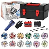 X Kreisel Battle Set, 12 Kampfkreisel 3 Launchers mit Griff AUD Aufbewahrungsbox, Battle mit Kreisel Kinder, ab 6 Jahren, Spielzeug Jungen