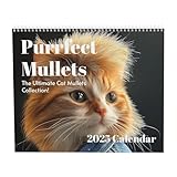 Lustiger Katzenkalender 2025 – Katzen Vokuhila Kalender 2025 | 12 Monatiger Purrfeet Mullets Cat Wandkalender Zum Aufhängen | Katzenfrisur Monatsplaner 2025, Heimdekoration Für Katzenliebhaber