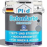 Plid® Betonfarbe Innen & Außen Frostsicher Silbergrau 0,75L - Flüssigkunststoff Bodenbeschichtung - Betonfarbe Kellerboden - Bodenfarbe für Keller, Zement, Mauerwerk & Holz - Made in Germany