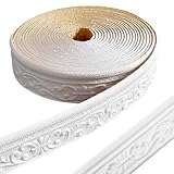 LPZMPZ Bordüre Selbstklebend Weiß, Wandbordüre 10m x 8cm x 4mm, Zierleisten, Wasserdicht 3D Tapetenbordüre für Flur, Decke, Ecke, Linie
