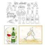 GLOBLELAND Geburtstag Silikonstempel Flasche Bier Silikonstempel Clear Stamps Transparentes Stempel Siegel Klare Stempel Geburtstag für Kartenherstellung und DIY Scrapbooking Dekor