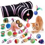 REOTEL 20/21/27 Stücke Katzenspielzeug Set Mit Katzentunnel Katzen Spielzeug,Enthält Auch Bälle,Federspielzeug,Plüschspielzeug,Spielzeugmäuse Katzen Spielzeug Variety Pack Für Kitty Katzen,D