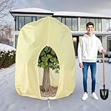 YYAQZD Pflanzenschutz Winter,200 * 240CM Winterschutz für Pflanzen,Atmungsaktiver,reißfester, wiederverwendbarer Pflanzenkälteschutz mit Reißverschluss,80g/m² Dickes Material Waschbar,Beige (120X180)