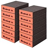 Sruhrak Schleifblock 12 Stück Hart Schleifschwamm, 80 Körnung Nass-Trocken-Wiederverwendbare Schleifpad für Holz, Kunststoff, Gipskarton und Metallpolitur
