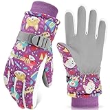 WESTGIRL Kinder Winterhandschuhe Winddicht Warme Skihandschuhe Thermofleece Wasserabweisend Schnee Cartoon kinderhandschuhe Outdoor Snowboarding Radfahren Handschuhe für 3-12 Jungen Mädchen