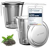 Der Traum Teesieb für Losen Tee aus 304 Rostfreiem Edelstahl – 2 Stück Teesieb für Tasse, Teefilter Edelstahl mit Deckel und Faltbare Griffe – Feinmaschig und Spülmaschinengeeignet