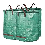 Gartensack 272 Liter, Wasserdicht, PP-Gewebe 150g/m², 3er Set mit verstärkten Griffen, Grün