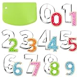 Ukoosien Groß Zahl Ausstechformen Set mit Teigschaber-8,3cm-Plätzchen Ausstecher Fondant Biscui Keks Fondant Dekorieren