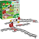 LEGO DUPLO Eisenbahn Schienen, Zugschienen-Bauset mit rotem Signalstein, Kinderspielzeug für Jungen und Mädchen ab 2 Jahren, Steine 10882