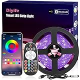 Diyife LED Strip, [Fernbedienung & App-Steuerung] 3M RGB LED Streifen, Bluetooth Led Lichterkette, Flexibel LED Band, Musik Sync, für Party, Zuhause, Schlafzimmer, TV