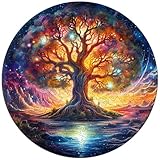 Jigfoxy Holzpuzzle Erwachsene, Baum des Lebens Holz Puzzle Erwachsen, Wooden Puzzle Holz Puzzle Erwachsen, Einzigartiges Lernspielzeug in Tierform für Freunde der Familie L-34.5 * 34.5cm-300pcs