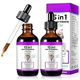15-in-1-Multivitamintropfen für Katzen 2x60ml, Vitamine und Nahrungsergänzungsmittel– Flüssige Multivitamine für Katzen unterstützen die Immungesundheit sowie die Hüft- und Gelenkgesundheit