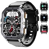 OUKITEL Smartwatch Herren 2,02 Zoll Militär Fitness Uhr mit Bluetooth-Anrufen, Rugged Smart Watch Wasserdicht 410 mAh Schlaf 100+ Sportmodus Schrittzähler für Android iOS