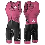 SLS3 Triathlon-Anzüge für Herren – Premium FX Tri-Anzug für Herren, Triathlon-Anzug – ärmelloser Triathlon-Anzug für Herren, große Gesäßtasche (Korallenrosa Farbverlauf, Small)