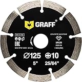 GRAFF Diamantscheibe 125mm für Stein, Beton, Bordstein, Natur- und Kunststein - Standard Diamanttrennscheibe für Winkelschleifer und Flex - Segmenthöhe 10mm