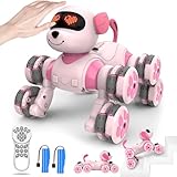 Playberry Roboter Hund Kinder, Ferngesteuertes Roboterhund Spielzeug, 8WD RC Stunt und Handsteuerung, Programmierbar Interaktive Spielzeug Geschenk für Junger und Mädchen ab 6+ Jahre