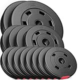 Hop-Sport 30kg Hantelscheiben Sets aus Kunststoff 30 mm Gewichte Auswahl: 2x5kg+2x10kg / 4x2,5kg+4x5kg / 8x1,25kg+4x2,5+2x5kg