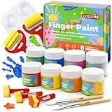 colozoo Fingerfarben Kinder Ungiftig Set inkl. Malzubehör | 8x100ml inkl. Gold & Silber | Fingerfarbe Paraben-, Gluten- & Laktosefrei, auf Wasserbasis, Vegan | Leicht zu reinigen