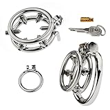 QiKKago MäNnliche Edelstahl Fitness Schutz KäFig ZubehöR, Ausgestattet Mit Einer Schnalle Ring ZubehöR, 1 SchlüSsel, Paar Geschenk - K + 15