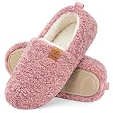 EverFoams Damen Warme Hausschuhe Kunstwolle Memory Foam Geschlossen Pantoffeln, rose, 40/41 EU