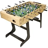 GAMES PLANET Tischfussball „Belfast“, klappbar, Farbe: Holzdekor hell, nahtlos hochgezogene Spielfeldecken, inkl. 2 Bälle, Kicker Kickertisch Tischkicker