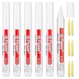 Venprodium 6 Stück Fugenstift Weiß mit Ersatzspitze, Fugenweiß Stift für Fliesen im Badezimmer, Fugenweiss Bad Wasserfest, Fugenstift Fugenmörtel, Fugen Reparatur Stift für Fliesen, Wand, Boden