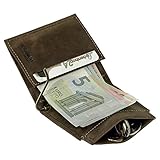 Sportliche Leder Dollarclip Herren Geldbörse Geldclip Geldbeutel mit Geldklammer Portemonnaie Braun