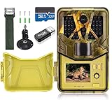 RecorCam Wildkamera 36MP 4K Ultra HD Wildtierkamera mit 44pcs 940nm No Glow IR LEDs Bewegungsmelder Nachtsicht, 0,2s Nachtsicht Wildkamera mit 32G Speicherkarte IP66 Wasserdicht für Wildbeobachtung