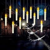 mizikuu 12 Stück Schwebende Kerzen, LED Flammenlose Kerze mit Zauberstab Fernbedienung Stabkerzen Fliegende Kerzen Timerfunktion Floating Candles Hängende für Halloween Weihnachten Hochzeit Deko