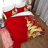 phonxia Bettwäsche 135x200 Weihnachtsdekoration - Bettbezug 135x200 cm für Kinder mit Reißverschluss Klassisch Bettwäsche-Sets 135 x 200 2 Kissenbezug 80x80 cm Mikrofaser Atmungsaktiv