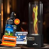 GLANZFEUER® Tischkamin - Premium Bio Ethanol Tischkamin - Tischfeuer Outdoor & Tischfeuer Indoor - Hochwertiger Bioethanol Tischkamin Outdoor für besonderes Ambiente - Tisch Feuer Ethanol Kamin
