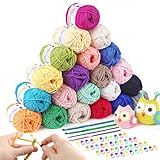 YINVA Häkelgarn 21 Farben x 25g Acryl Wolle Zum Häkeln, Dicke Wolle Set für Anfänger, Crochet Yarn Häkel Wolle für Häkeln Stricken und Handwerk