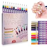 12 Farben Nagelkunst Stifte Set, 2026 Neue Nail art markers für Gelnägel, DIY Nagelkunst-Marker zum Zeichnen und Malen, Liner-Stift, Nagelkunst-Werkzeuge für Graffiti, Punktieren
